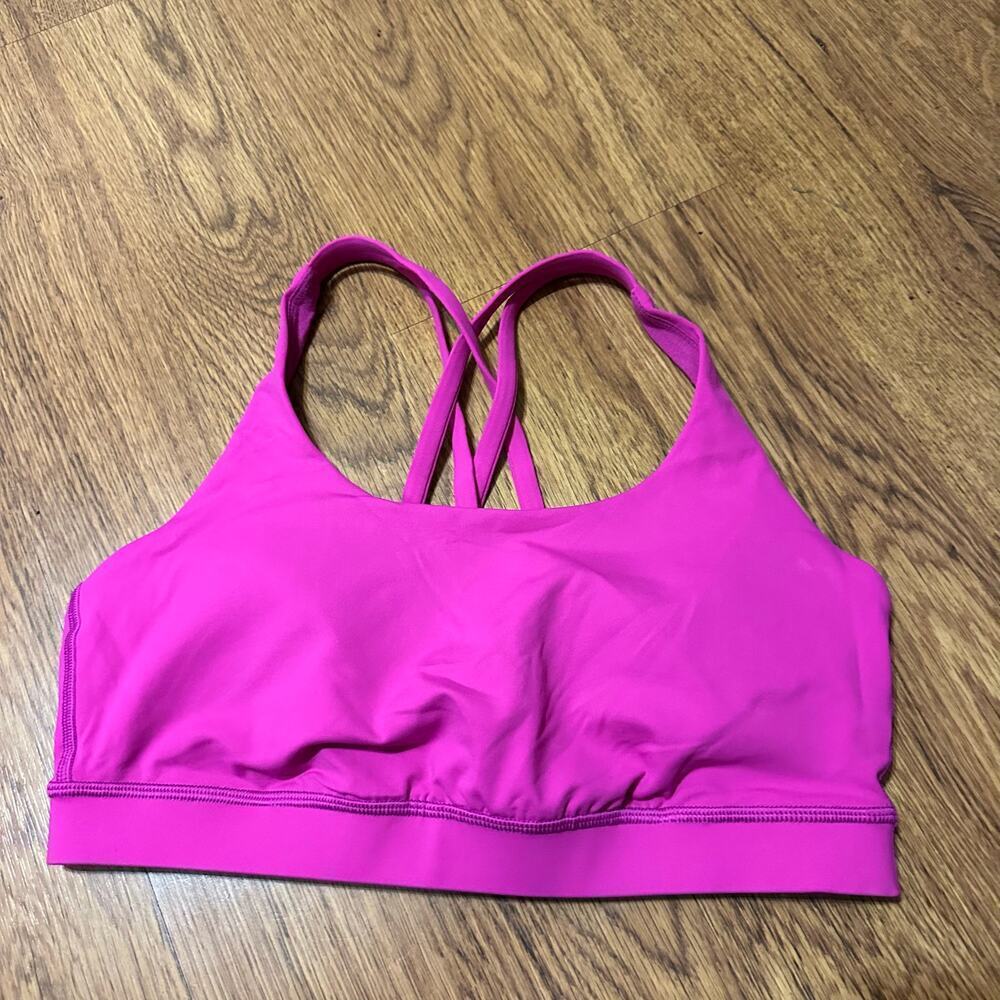 Lululemon magenta pink Crossback padded sports bra size 10 yoga running  straps